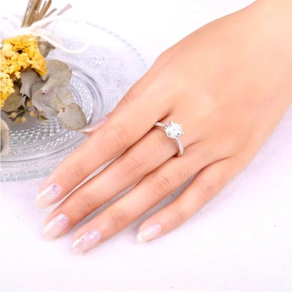 Classic 1.5 CT Moissanite Solitaire Engagement Promise 925 Sterling Silv⦠- Picture 1 of 9